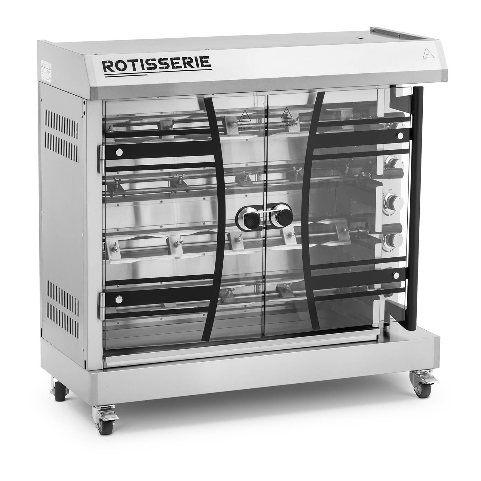 Kyllingegrill - 4 spyd - oplyst montre - hjul - Royal Catering