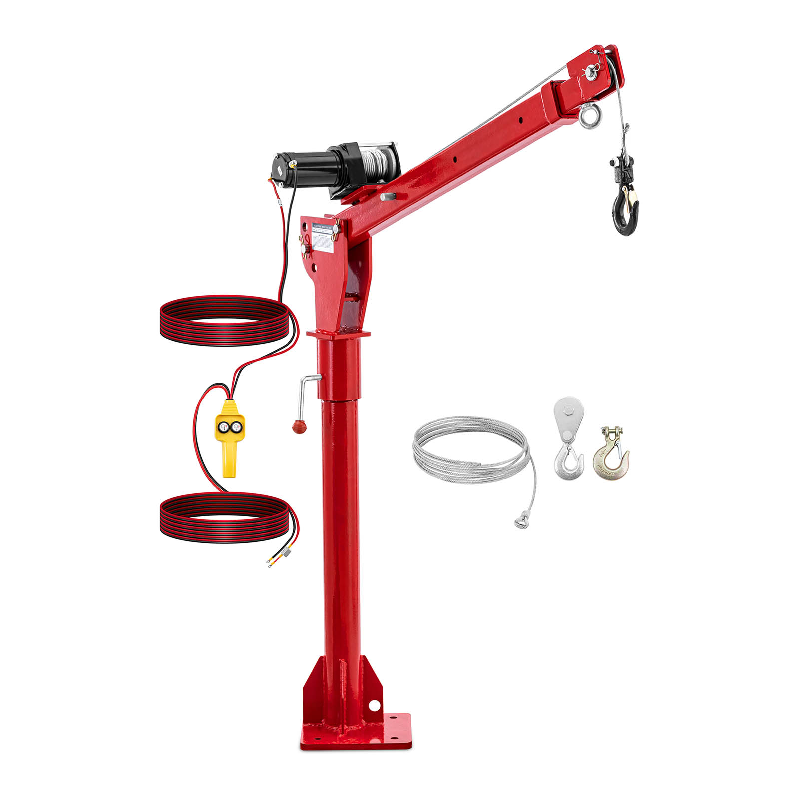 Ladkran med 12 V stålkabel - 800 kg - 360°